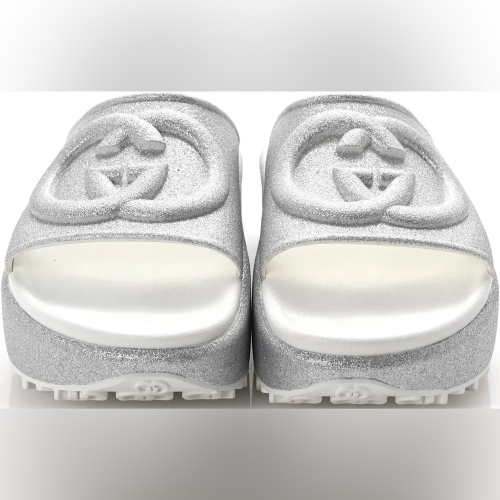 Gucci Interlocking G Silver Sandals - image 3